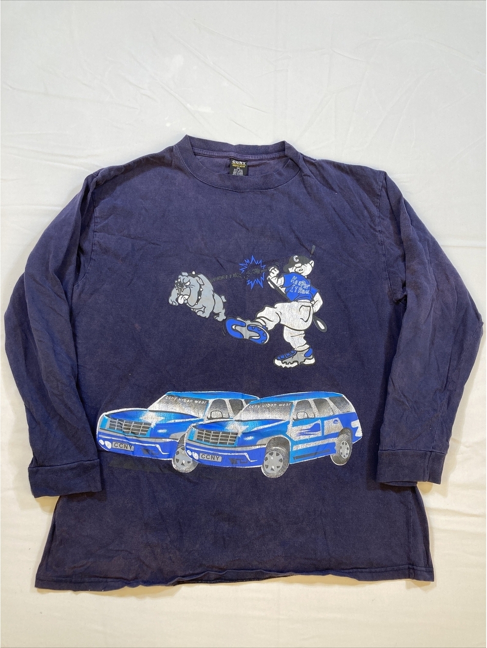 CCNY Urban Wear Mens 4XL Blue "Keepin' it Real" Bull Dog Long Sleeve Shirt